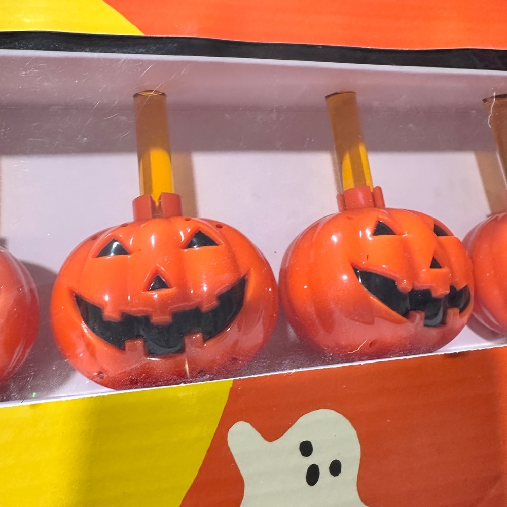 15’ Kurt Adler Halloween Pumpkin Bubble String Lights 7 Jack O' Lantern - Picture 2 of 10